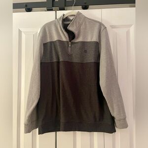 Izod Men's Gray and Black Zip-Up Sweater